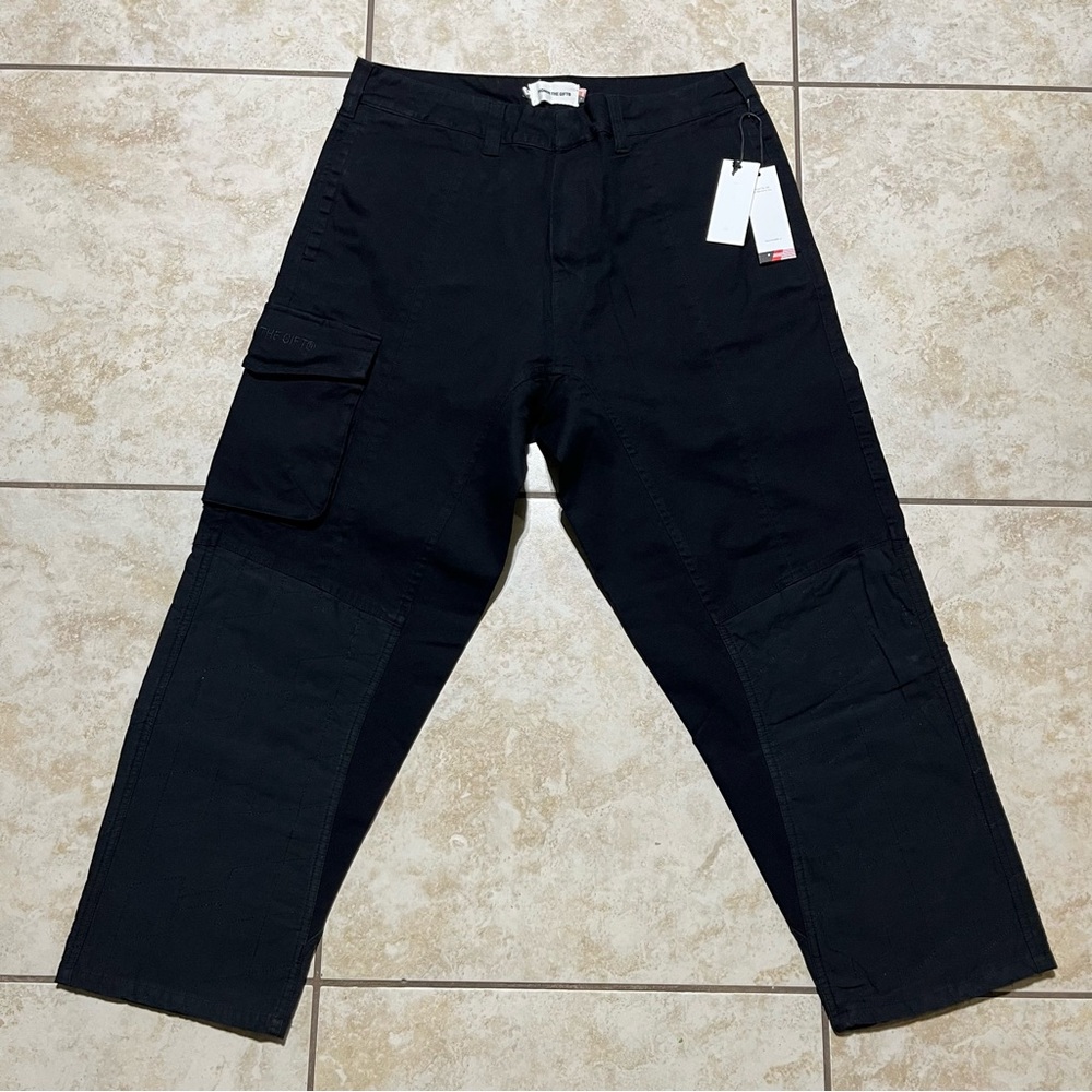 HTG Honor The Gift Paratrooper Wideleg Pant Men’s Sz 32 Black Cargo NEW